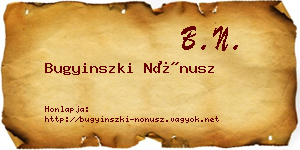 Bugyinszki Nónusz névjegykártya